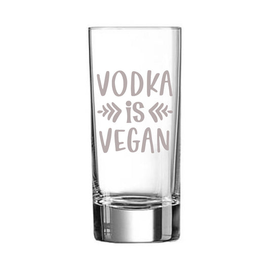 Longdrinkglas met geëtst 'Vodka is Vegan' design